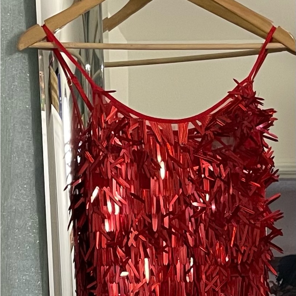 RED Red fringed dress HERA size small